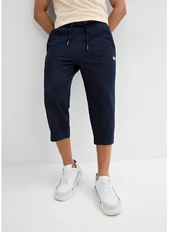 Pinocchietti in felpa effetto denim con cinta comoda, bonprix