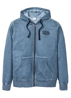 Felpa con zip e cappuccio effetto lavato, bonprix