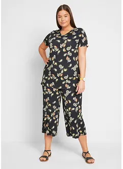 Maglia e pantaloni culotte in misto viscosa fluente (set 2 pezzi), bonprix