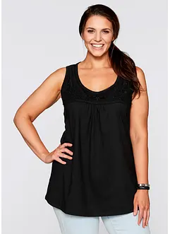 Top lungo in cotone con pizzo, bonprix