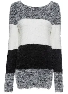 Maglione a fasce in filato soffice, bonprix