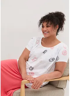 Maglia fantasia con scollo rotondo in cotone biologico, bonprix