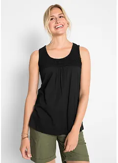 Top lungo in cotone con pizzo, bonprix