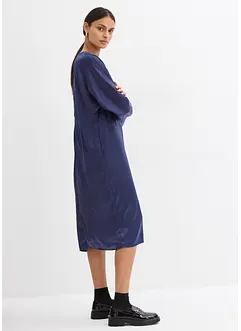 Abito midi in satin fluente con maniche a pipistrello, bonprix