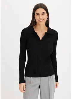 Maglia in filato fine con colletto raffinato, bonprix