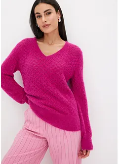 Maglione traforato con filato piumato, bonprix