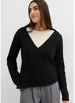 Pullover con cappuccio e fondo asimmetrico, bonprix
