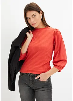 Maglia a costine con maniche a palloncino, bonprix