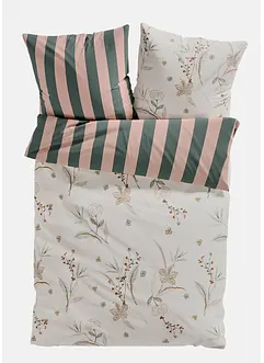 Biancheria da letto double-face con fiori e righe, bonprix