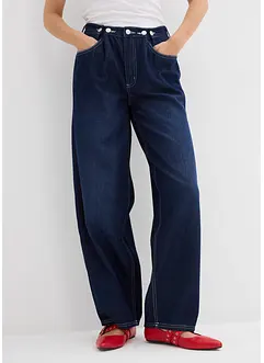 Jeans a palloncino super soft con bottoni, vita media, bonprix