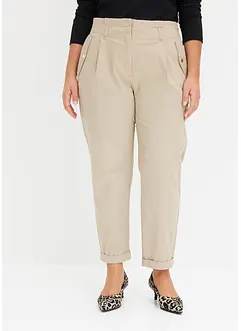 Pantaloni paperbag leggeri in twill, bonprix