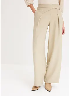 Pantaloni con pinces effetto lino e cinta incrociata, bonprix