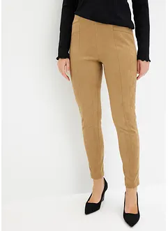 Pantaloni in similpelle scamosciata con cinta comoda, bonprix