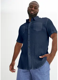 Camicia a maniche corte con effetto crinkle in puro cotone, bonprix
