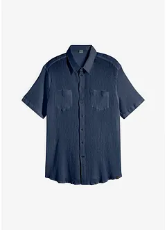 Camicia a maniche corte con effetto crinkle in puro cotone, bonprix