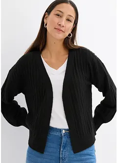 Cardigan aperto con bordi a coste, bonprix