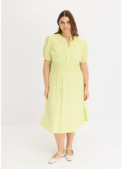 Abito midi con vita elasticizzata arricciata, bonprix