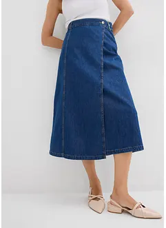 Gonna effetto portafoglio in denim morbidissimo, bonprix