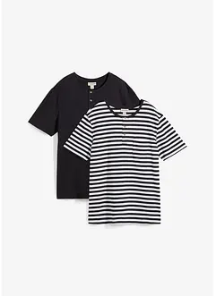 Maglia serafino a maniche corte in puro cotone biologico (pacco da 2), bonprix