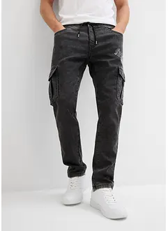 Jeans cargo elasticizzati regular fit con elastico in vita, tapered, bonprix
