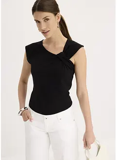 Maglia con dettaglio attorcigliato in misto cotone elasticizzato, bonprix