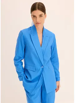 Blazer casual in misto lino con collo ampio a revers, bonprix