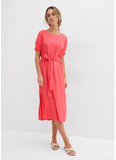 Abito midi a maniche corte con bordo elastico e cintura, bonprix