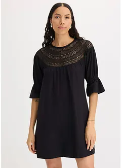 Abito in jersey con pizzo traforato, bonprix