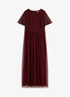 Abito lungo in tulle raffinato con paillettes, bonprix