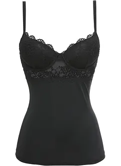 Canotta con reggiseno integrato in microfibra liscia, bonprix