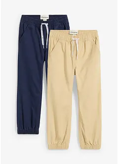 Pantaloni con elastico in vita in puro cotone (pacco da 2), bonprix