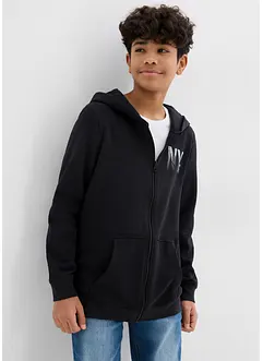 Felpa con zip e cappuccio in morbido misto cotone, bonprix
