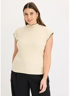 Maglia a costine con finiture arricciate, bonprix