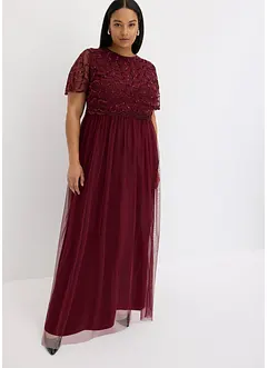 Abito lungo in tulle raffinato con paillettes, bonprix