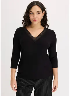Maglia a maniche lunghe con pizzo, bonprix