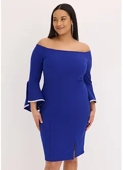 Abito con spalle scoperte in crêpe strutturato, bonprix