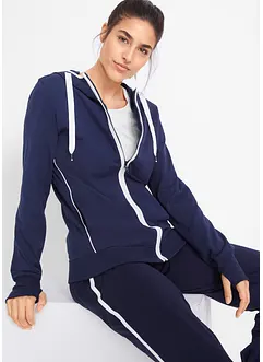 Felpa elasticizzata con zip e cotone, bonprix