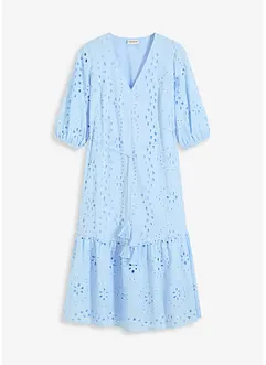 Abito midi con ricami traforati, bonprix