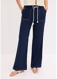 Pantaloni in leggero twill con cordoncino e cuciture a contrasto, bonprix