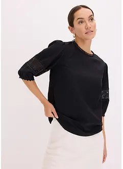 Blusa a maniche corte in misto lino, bonprix