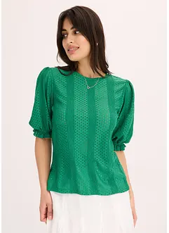 Maglia traforata con volant, bonprix