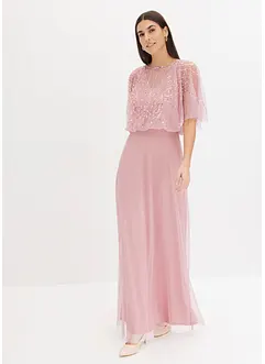 Abito lungo in tulle raffinato con paillettes, bonprix