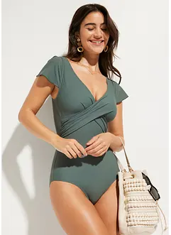 Costume intero modellante a compressione leggera con effetto incrociato, bonprix