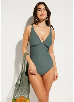 Costume intero modellante a compressione leggera con scollo a V, bonprix