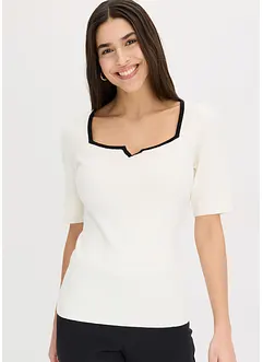 Maglione in filato fine con bordo a contrasto, bonprix