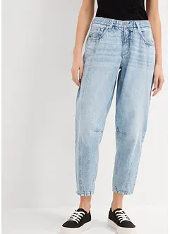 Jeans barrel cropped low stretch, vita media, bonprix