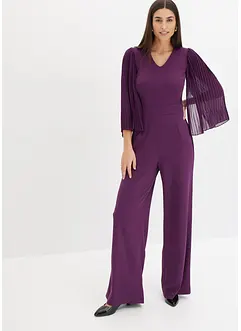 Tuta in jersey con maniche plissettate in fine chiffon, bonprix