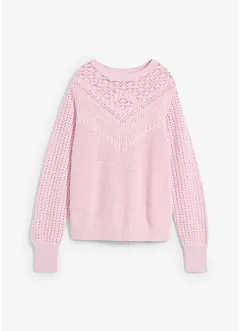 Maglione traforato in misto lino, bonprix