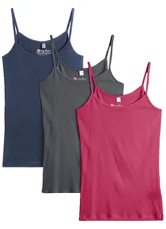 Top con spalline sottili in puro cotone (pacco da 3), bonprix