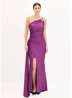 Abito lungo con strass e arricciature, bonprix